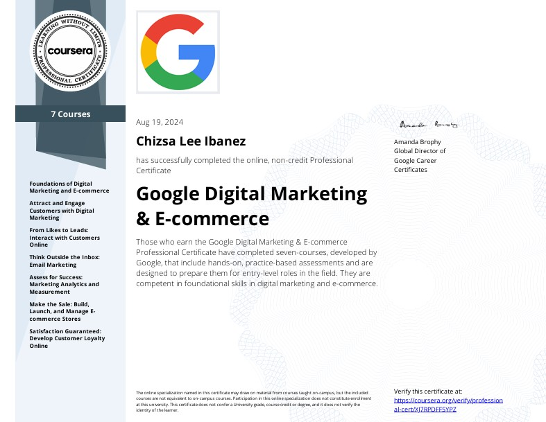 Specialization Google Digital Marketing & E-commerce